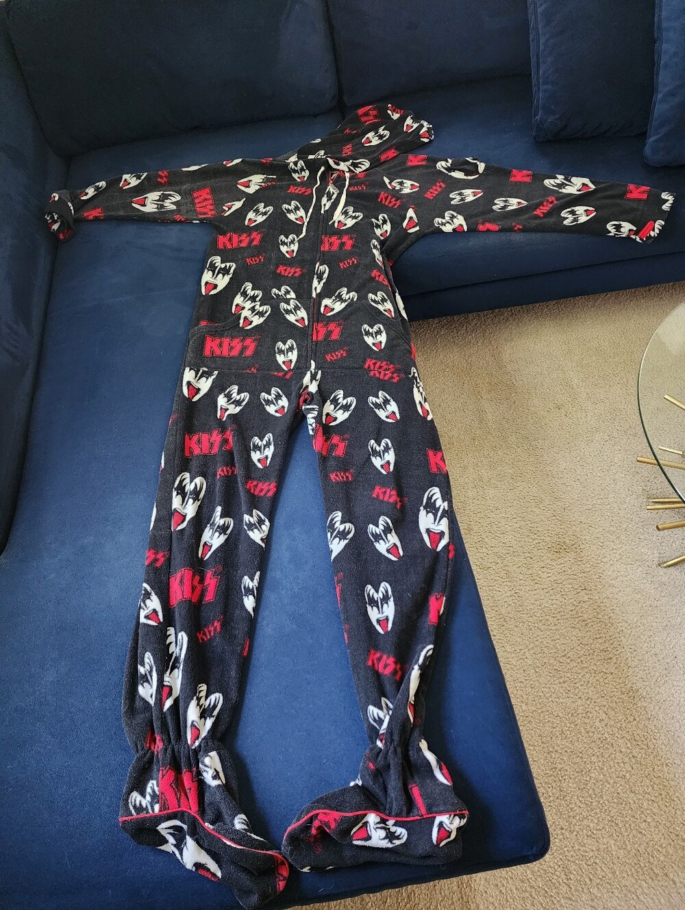 Kiss One-Piece Footie Pajamas in Black, Red, White See Dimensions